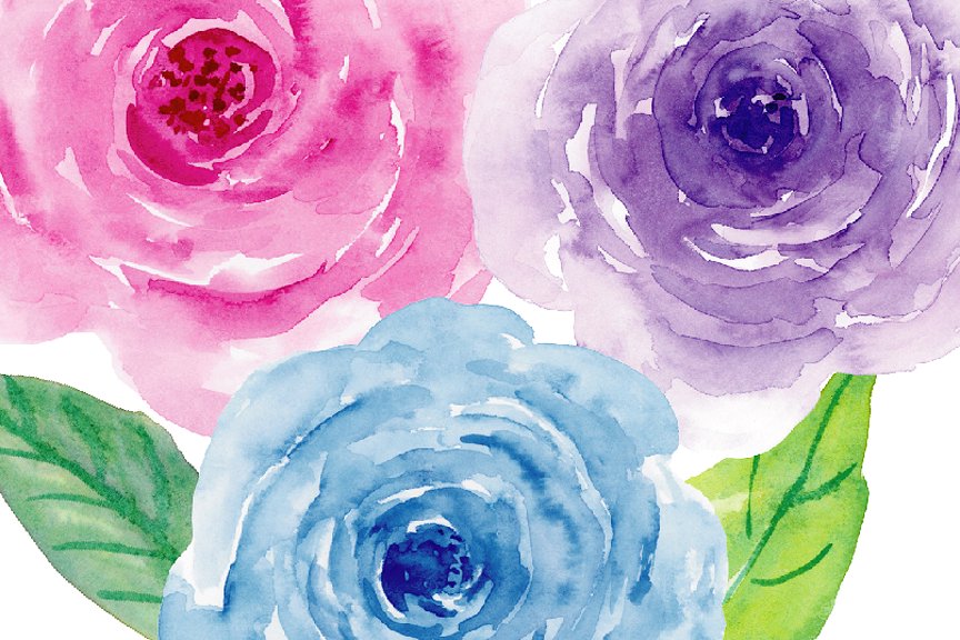 紫色水彩花卉剪辑收藏 Watercolor Clipart Violet Collection插图(4)