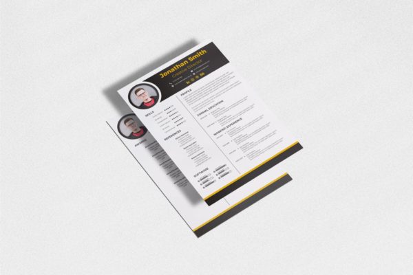 圆形头像职位应聘履历表模板v10 Cv Resume Template.v10
