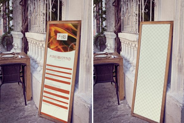 店铺活动海报设计图片预览样机模板 Vertical Display Board Mockup