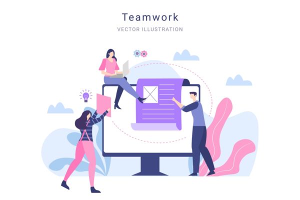 团队合作主题网站&amp;APP设计矢量插画素材 Teamwork Vector Illustration