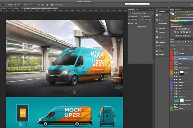 小货车&汽车车身广告设计效果图样机素材库精选模板 Van & Car Mock-Ups (2 PSD)插图(8)