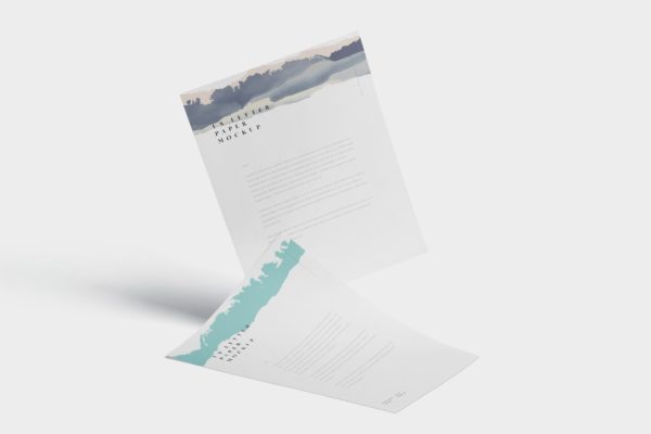 美国尺寸规格信纸设计样机模板 5 US Letter Paper Mockups