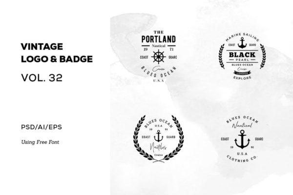 欧美复古设计风格品牌素材库精选LOGO商标模板v32 Vintage Logo &amp; Badge Vol. 32