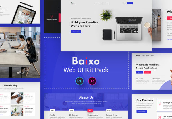 素材库下午茶：多功能业务网站 UI Kit[PSD,XD]