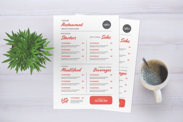 西式餐厅菜单版式设计模板素材 Restaurant Menu