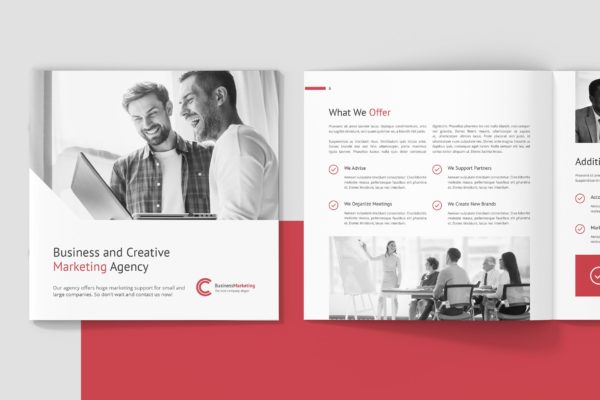 方形企业宣传画册/年度报告设计模板 Business Marketing – Company Profile Square