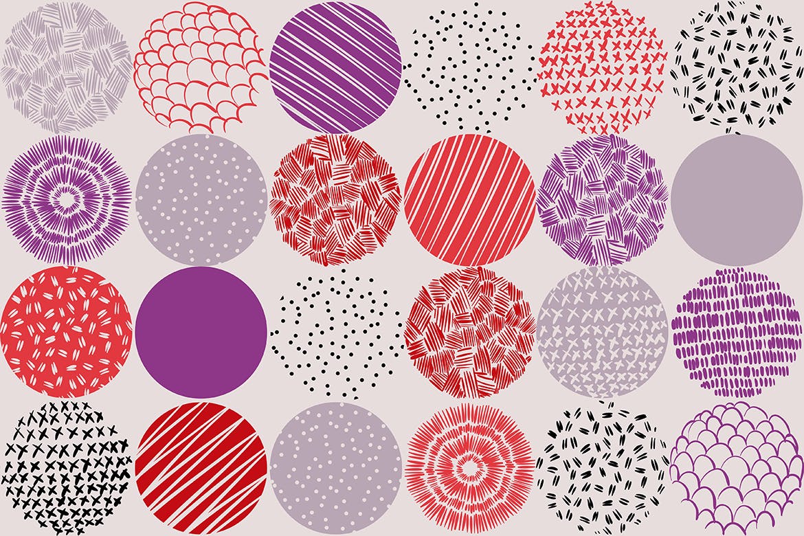 孟菲斯风格圆形装饰元素无缝图案纹理素材 Round Decor Memphis Elements Seamless Patterns插图(9)