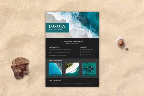 豪华度假旅游宣传海报传单素材库精选PSD模板 LUXURY – Vacation Flyer