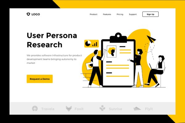 用户搜索引擎概念插画网站Banner&amp;着陆页模板素材 User Persona – Web &amp; Mobile Banner Landing Page