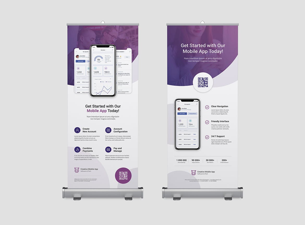 创意APP应用&软件推广介绍折页宣传单设计模板 Creative App – Brochures Bundle Print Templates插图(8)