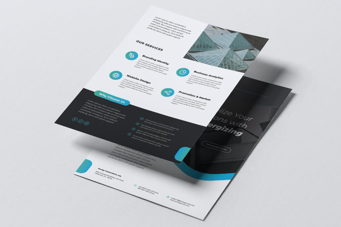 新能源发电厂/企业宣传海报传单&素材库精选名片模板 ENERGY Power Plant Flyer & Business Card插图(1)