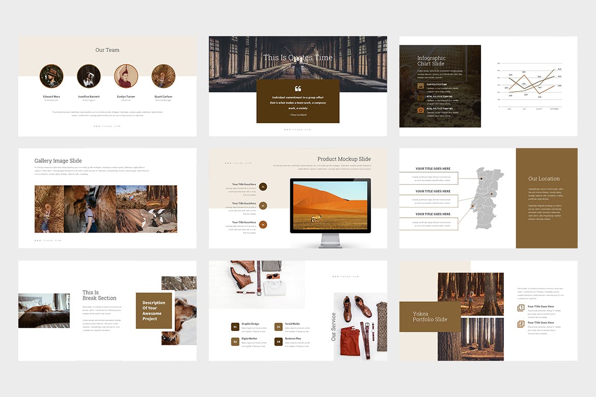 棕色色调Lookbook目录Keynote演示文稿模板 Yokea : Brown Color Tone Lookbook Keynote插图(3)