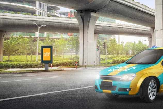 小货车&汽车车身广告设计效果图样机素材库精选模板 Van & Car Mock-Ups (2 PSD)插图(2)