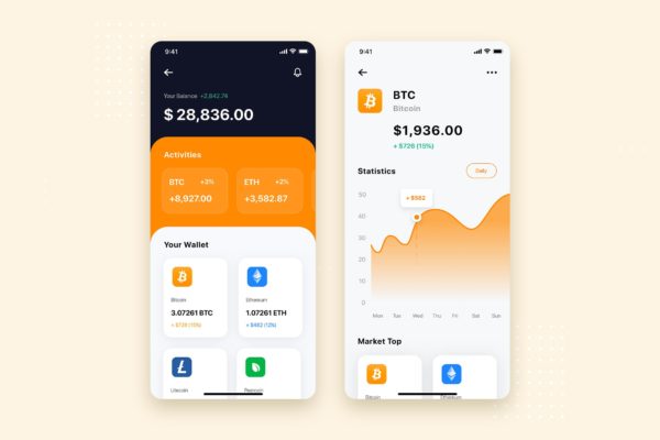 股市炒股APP应用界面UI设计素材库精选模板 Stock Market Mobile App UI Kit Template