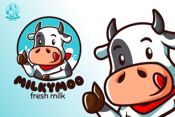 卡通奶牛美食品牌Logo商标设计模板 MilkyMoo – Mascot &amp; Esport Logo