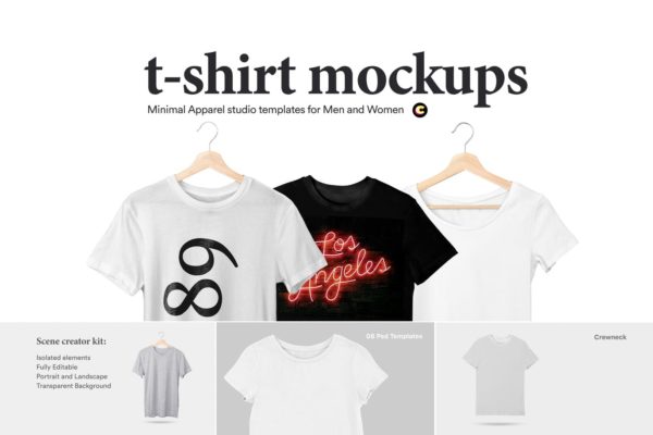 经典晾挂式T恤设计效果图样机素材库精选模板集 T-Shirt Mock-Up Set