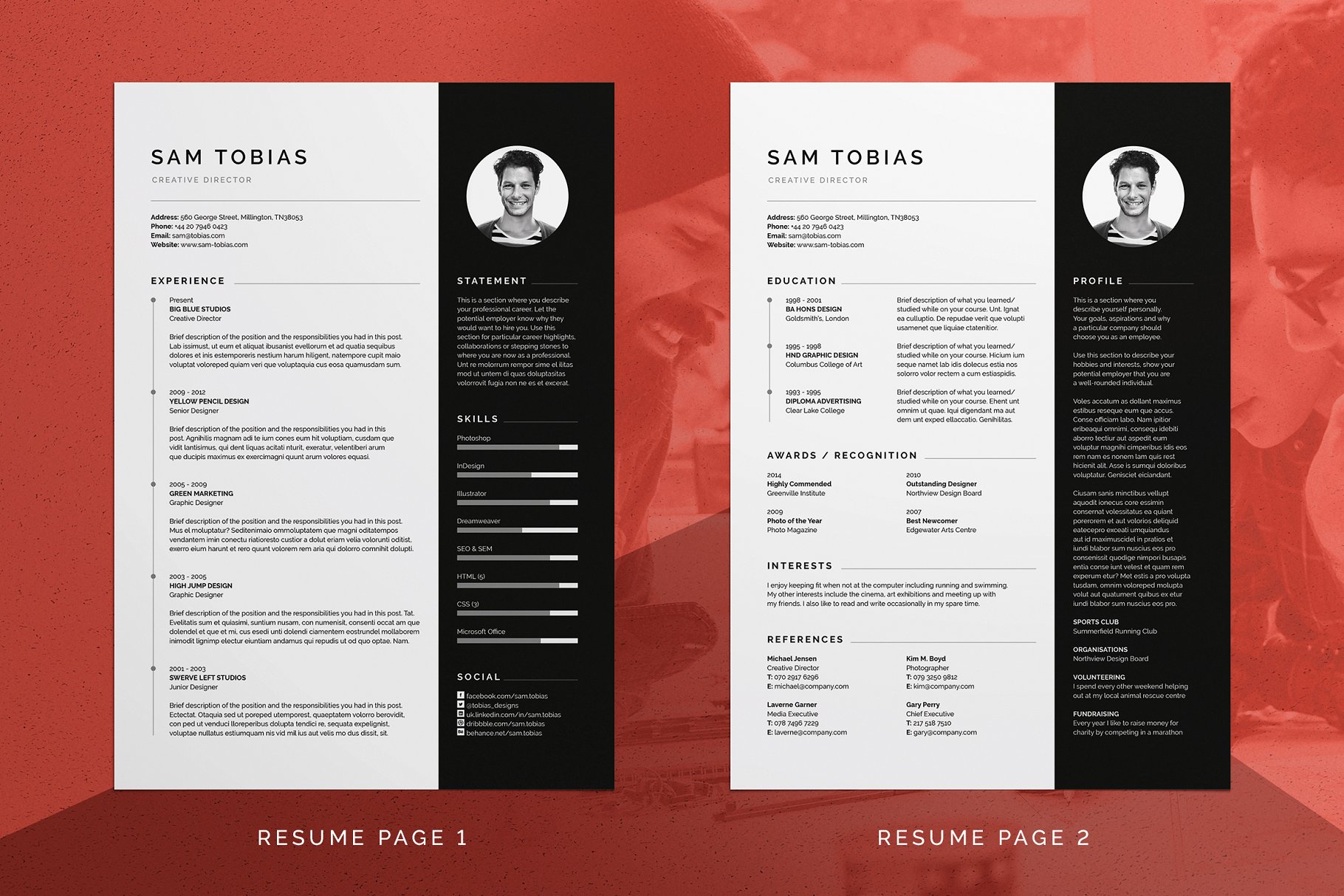 职场专业简历模板下载 Sam – Pro Resume/CV插图(1)