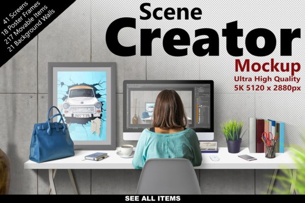 5K高清场景生成模板 SCENE CREATOR 5K Mockup（场景模板、海报、独立元素&amp;背景）
