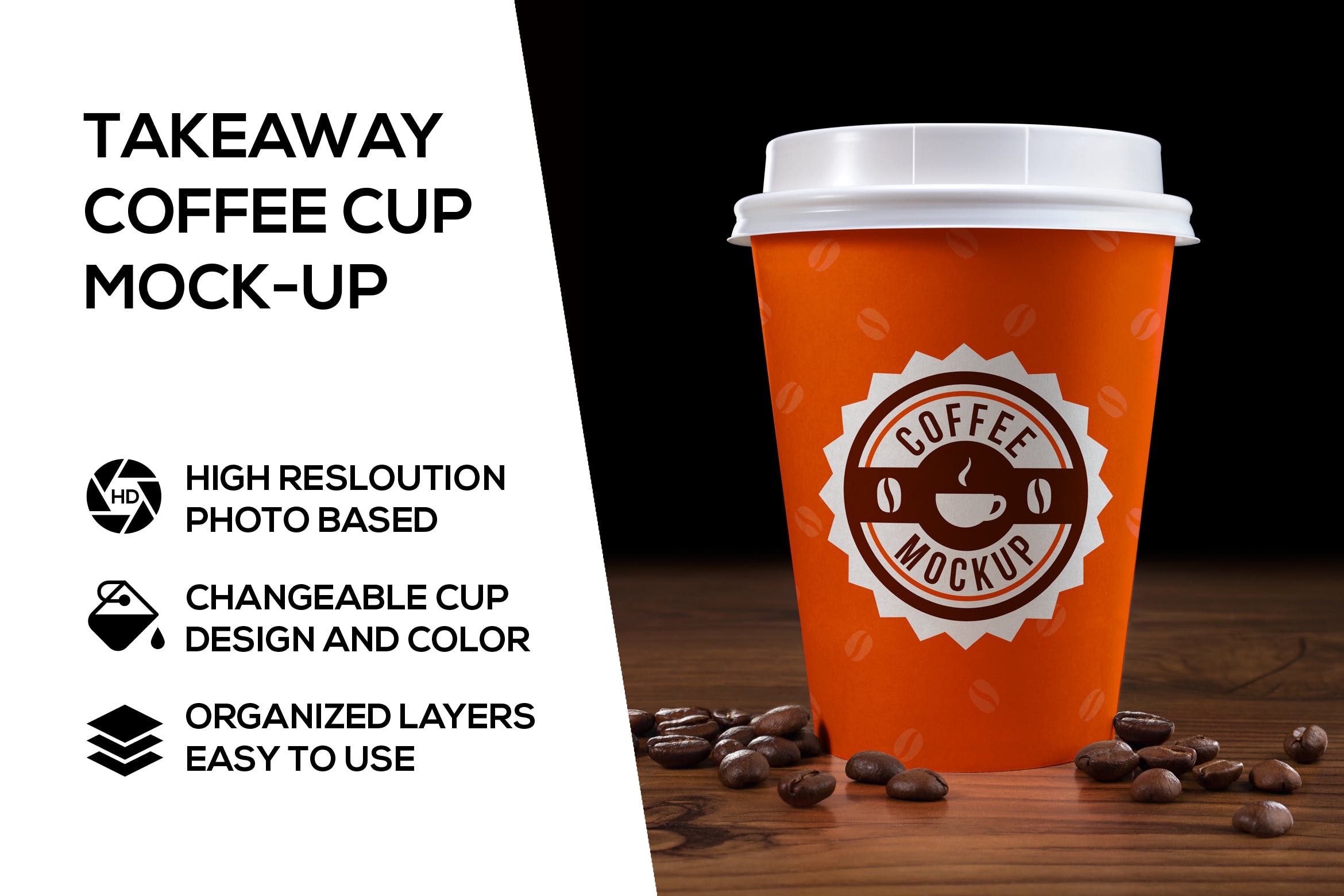 外卖咖啡杯外观设计图素材库精选模板 Takeaway coffee cup mockup插图