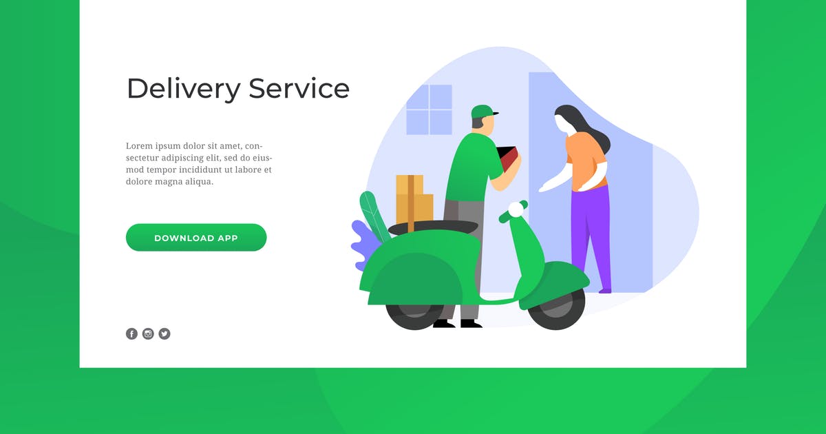 物流配送服务概念插画网站着陆页模板 Delivery Service Landing Page插图