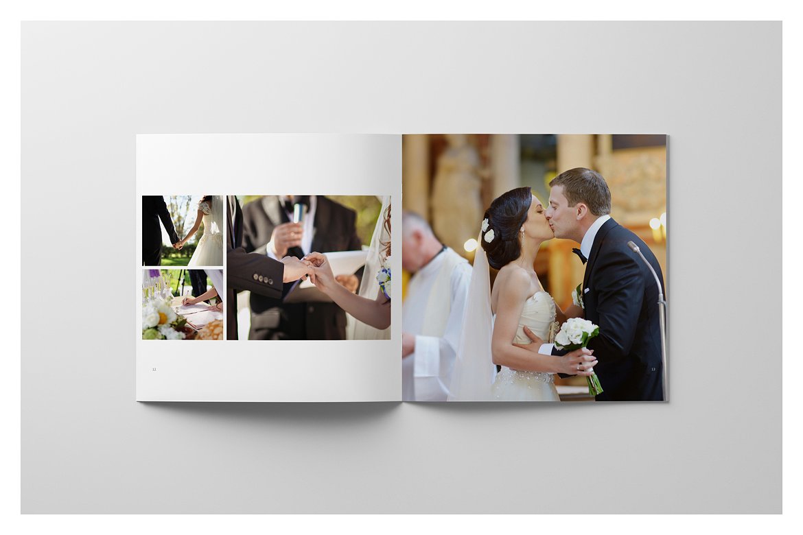 唯美极简的正方形婚纱照相册模板下载 Minimalist Square Wedding Album [indd,psd]插图(9)