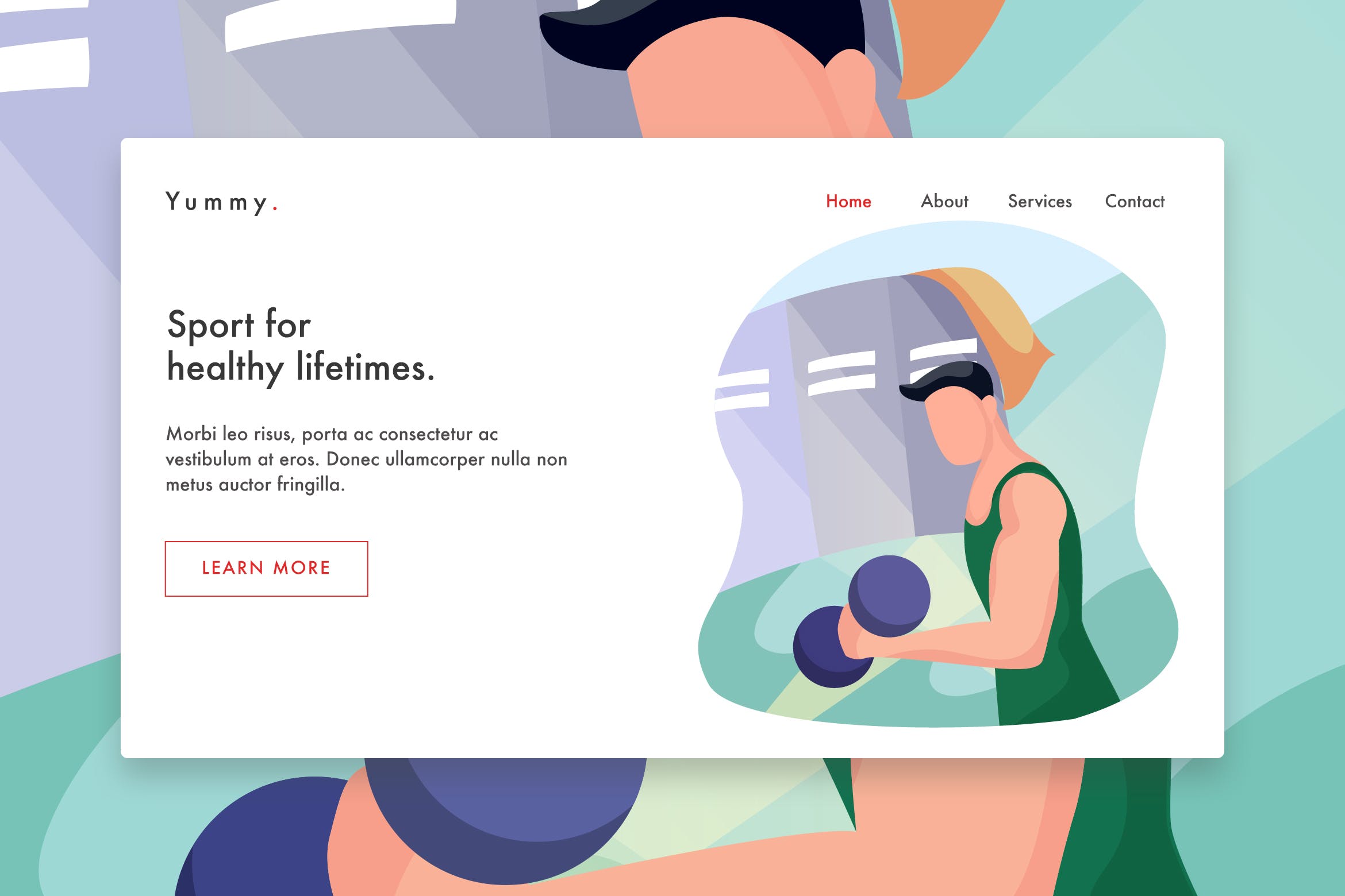 举重运动员手绘插画网站着陆页设计模板 Weight Lifting web template for Landing page插图