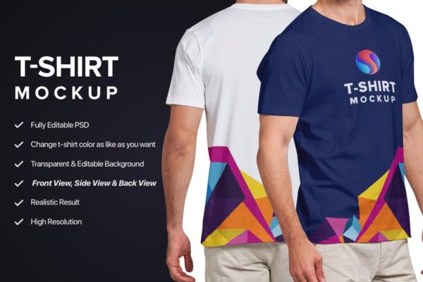 男士T恤印花设计效果图样机素材库精选v03 T-shirt Mockup Vol 03