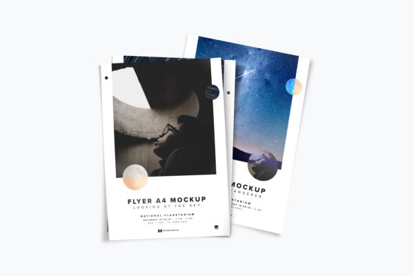 A4-A5尺寸传单设计堆叠预览效果样机02 A4-A5 Flyer Stack Mockup 02