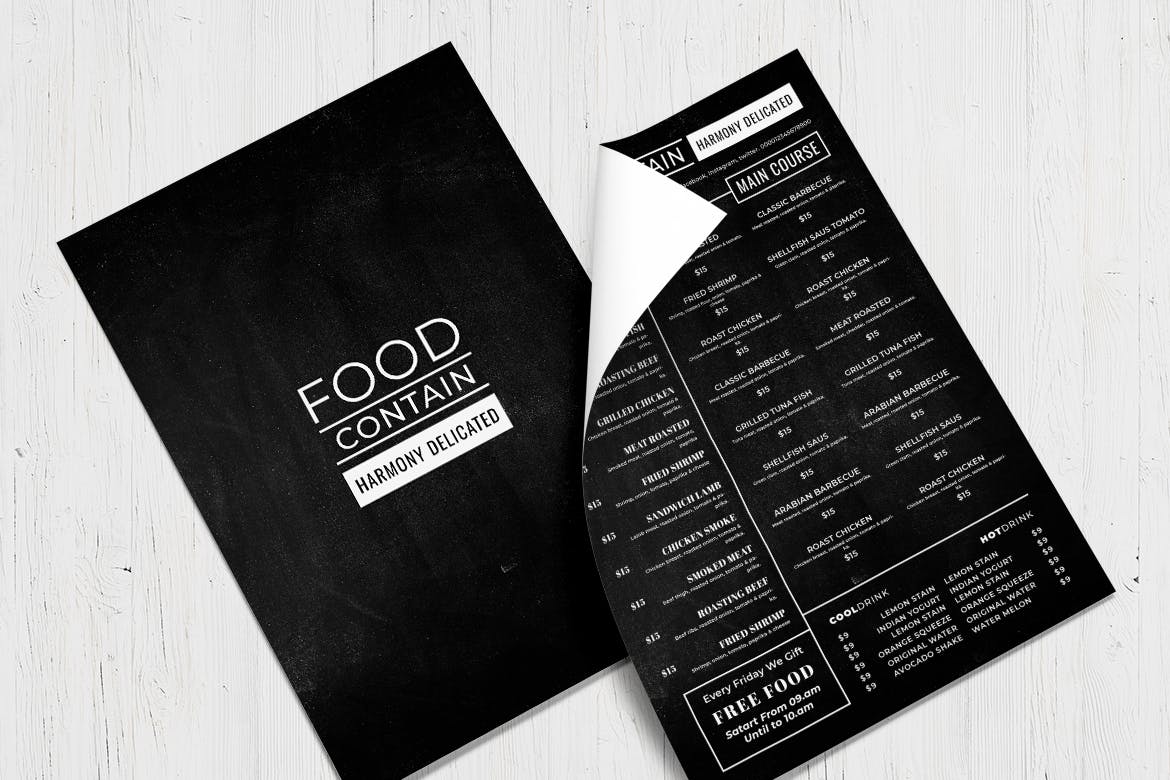 黑板画风格西餐厅素材库精选菜单模板v42 Blackboard Food Menu. 42插图(3)