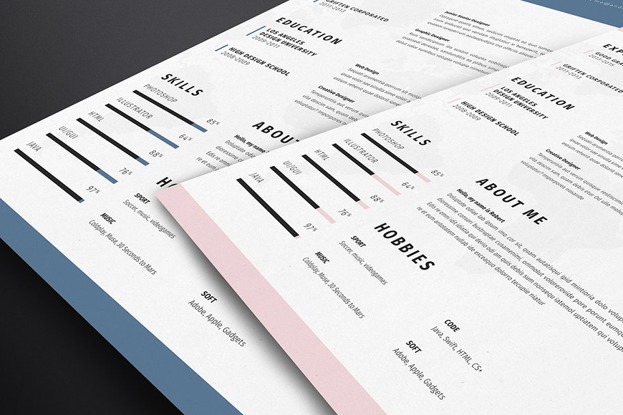 简约风格职场简历模板素材v2 Clean Resume Template Vol.2插图(1)