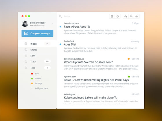 Email Client Concept素材之家精选sketch素材