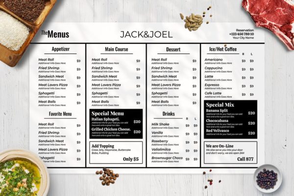 西式咖啡店/面包店/蛋糕店素材库精选菜单模板v2 Resto Food Menu Vol. 2