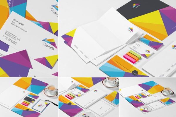 品牌设计展示办公文具等距场景样机 Stationery Mockup Set