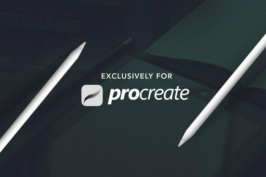 6个适用于Procreate的笔刷艺术品样机插图