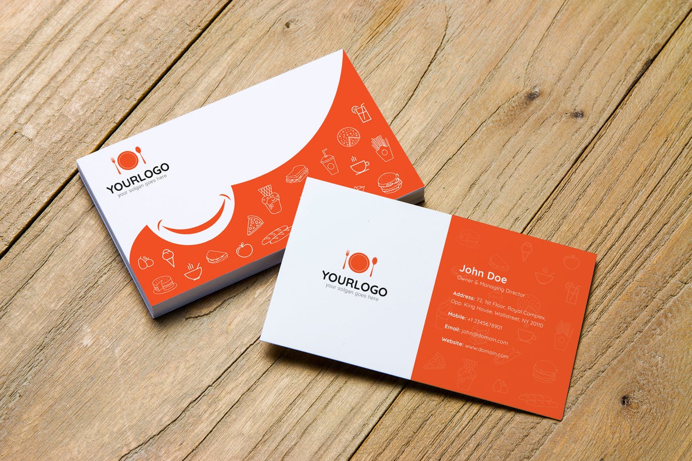 餐饮企业/店铺素材库精选名片模板 Fast Food Business Card Template插图