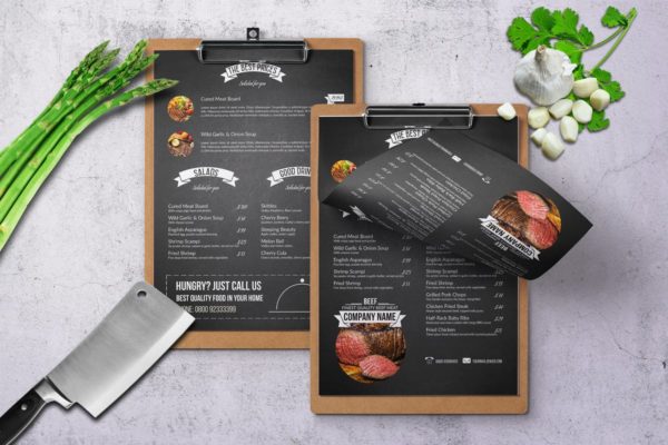 复古黑板报风格餐厅菜单设计PSD模板 Chef’s Restaurant Menu – A4 &amp; US Letter