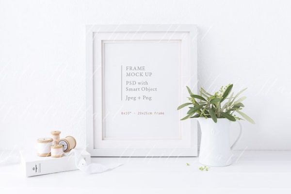 立体边框相册画框样机模板 8×10" white frame mock up – Summer