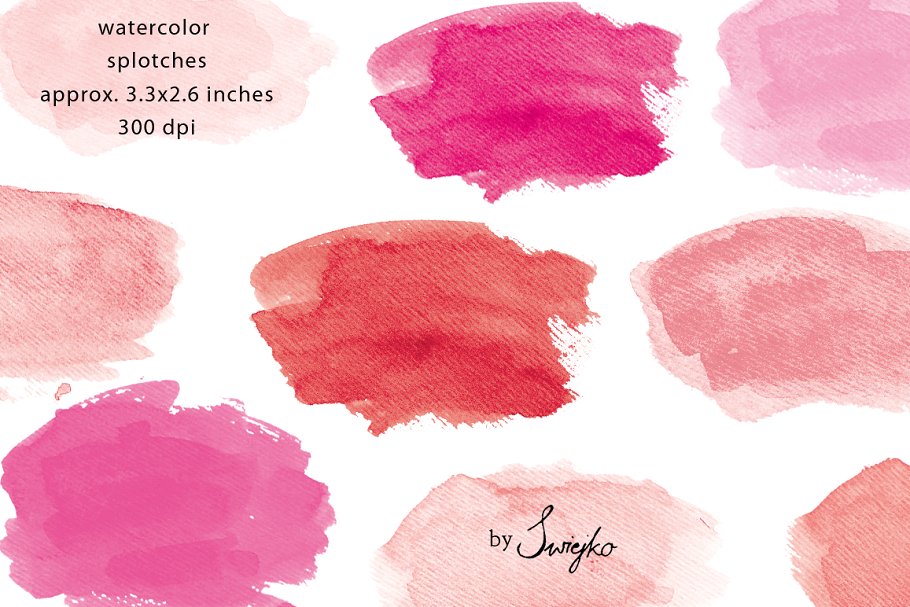 手绘水彩斑点色块艺术插画 Watercolor Splotches,Strokes插图