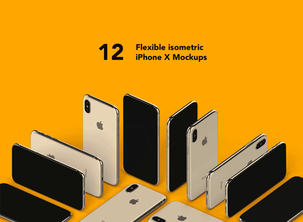 素材库下午茶：质感超强的多角度iPhone X APP UI设计展示模型Mockups下载[PSD]
