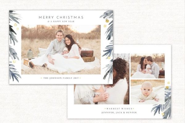 圣诞节主题照片贺卡设计模板 Christmas Card Template Holidays 149