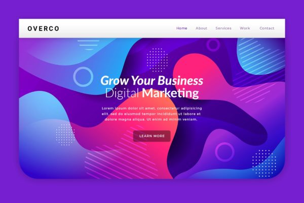 抽象矢量插画网站Banner&amp;着陆页设计素材库精选模板 Overco – Hero Banner Landing Page