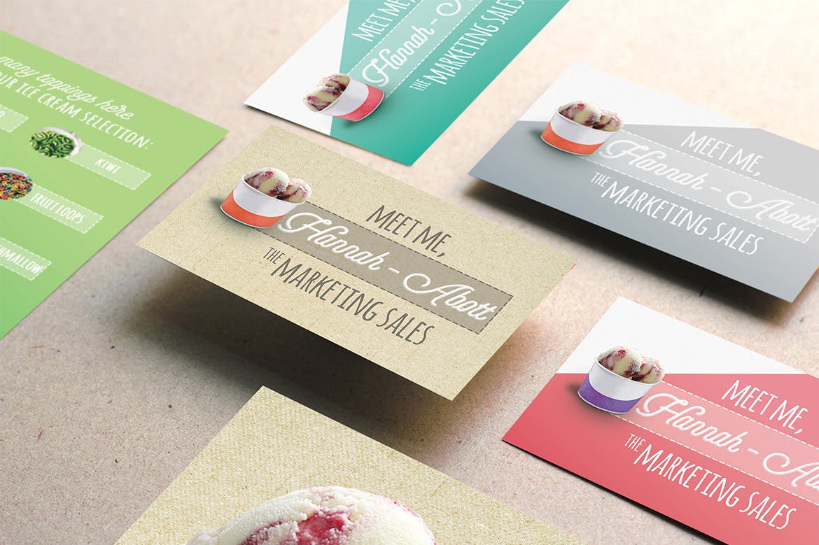 雪糕店宣传pop海报&名片设计模板素材 Modern Ice Cream Parlor Flyer插图(1)