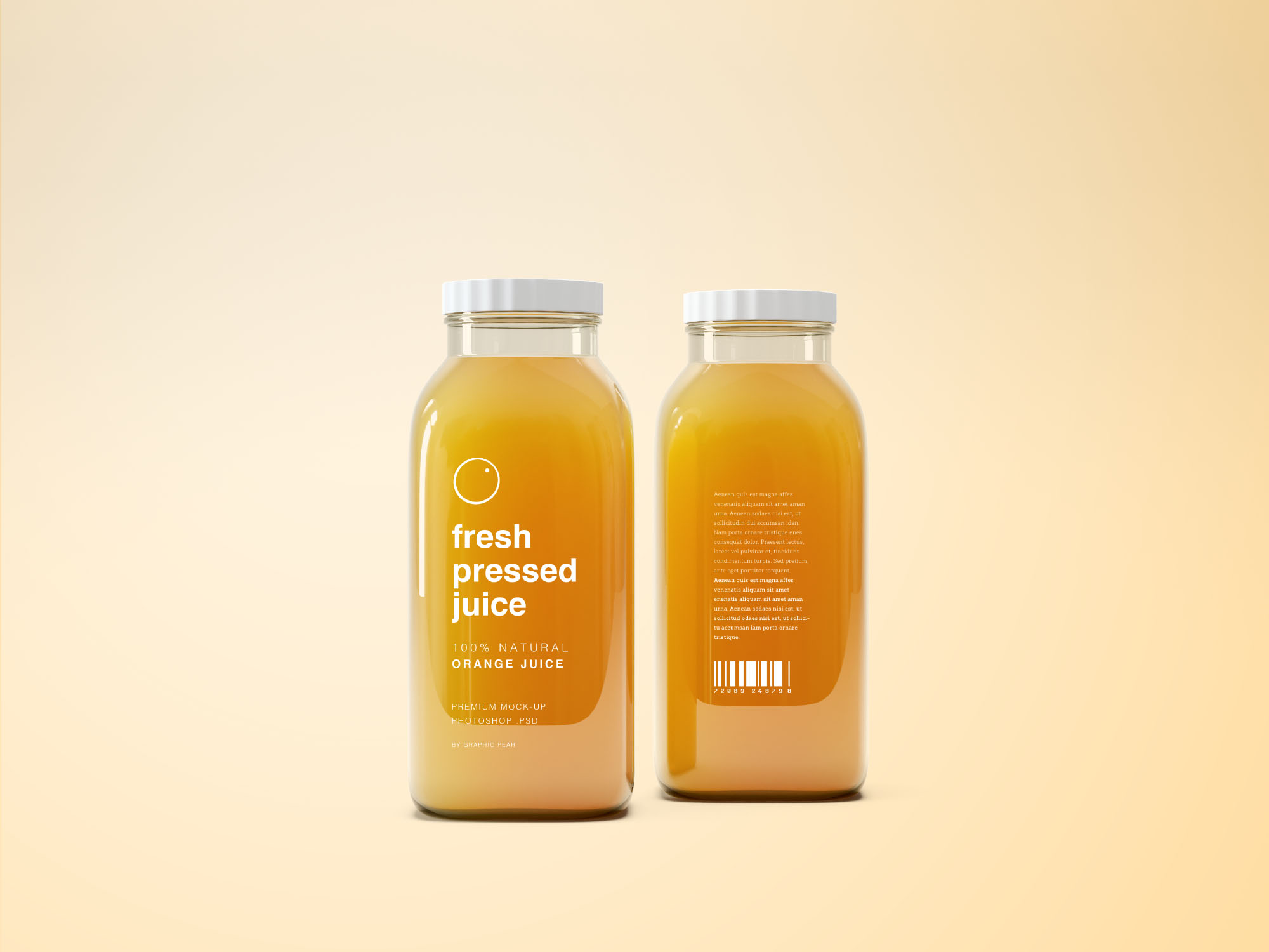 果汁/饮料玻璃瓶外观设计PSD样机模板 Glass Juice Bottle Mockup PSD插图