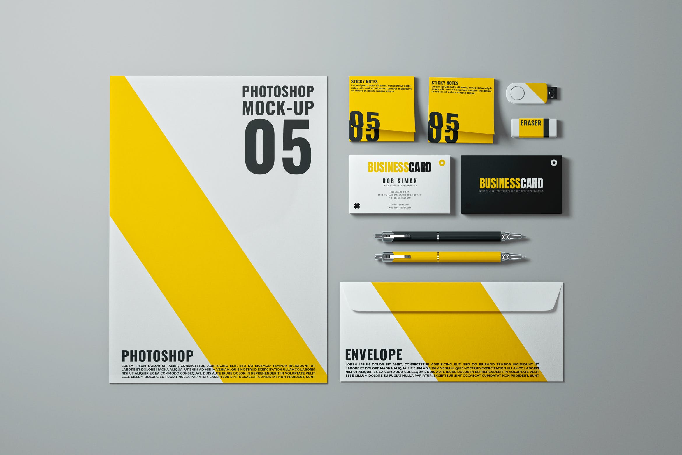 品牌VI设计常用办公用品展示素材库精选模板v1 Stationery Mock-Up Template插图
