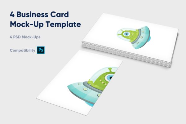 企业名片设计效果图展示样机素材库精选模板 4 Business Card Mock-Up Template