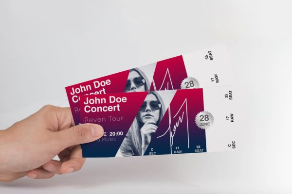 音乐会演出活动票券/入场券设计样机 Ticket Mock Up