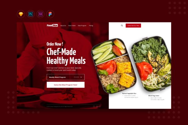 在线订餐网站界面设计素材库精选模板 DailyUI.V14 Online Daily Catering Order Website