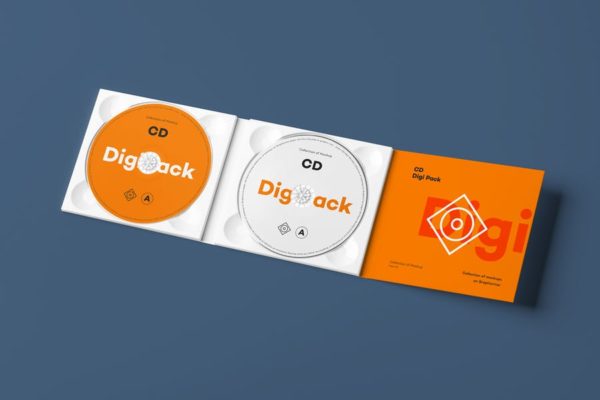 CD光碟封面&amp;包装盒设计图素材库精选模板v8 CD Digi Pack Mock-up 8