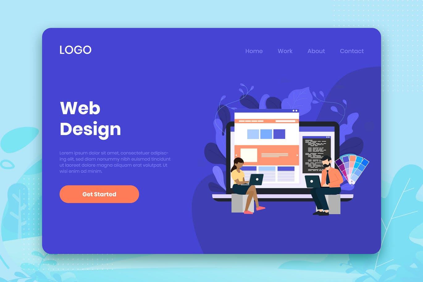 网站设计服务网站着陆页设计模板 Web design landing page template插图