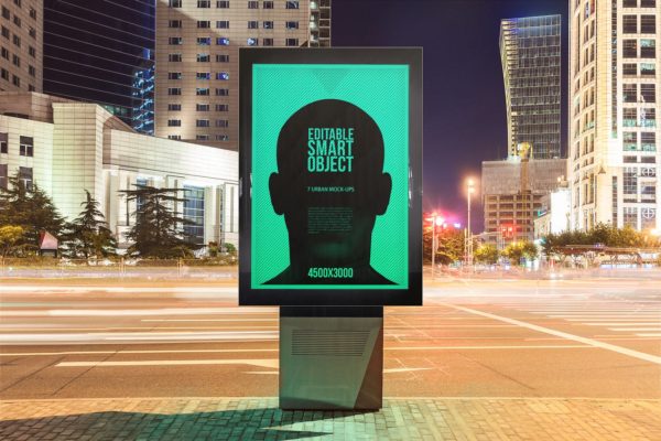 城市夜景海报广告牌设计效果图预览样机素材库精选#2 Urban Poster-Billboard Mock-Ups – Night Edition #2